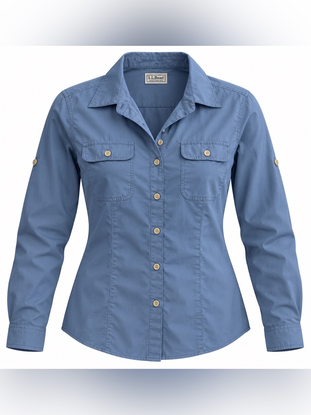 L.L. Bean Women's Button-Front Shirt - Slate Blue XL